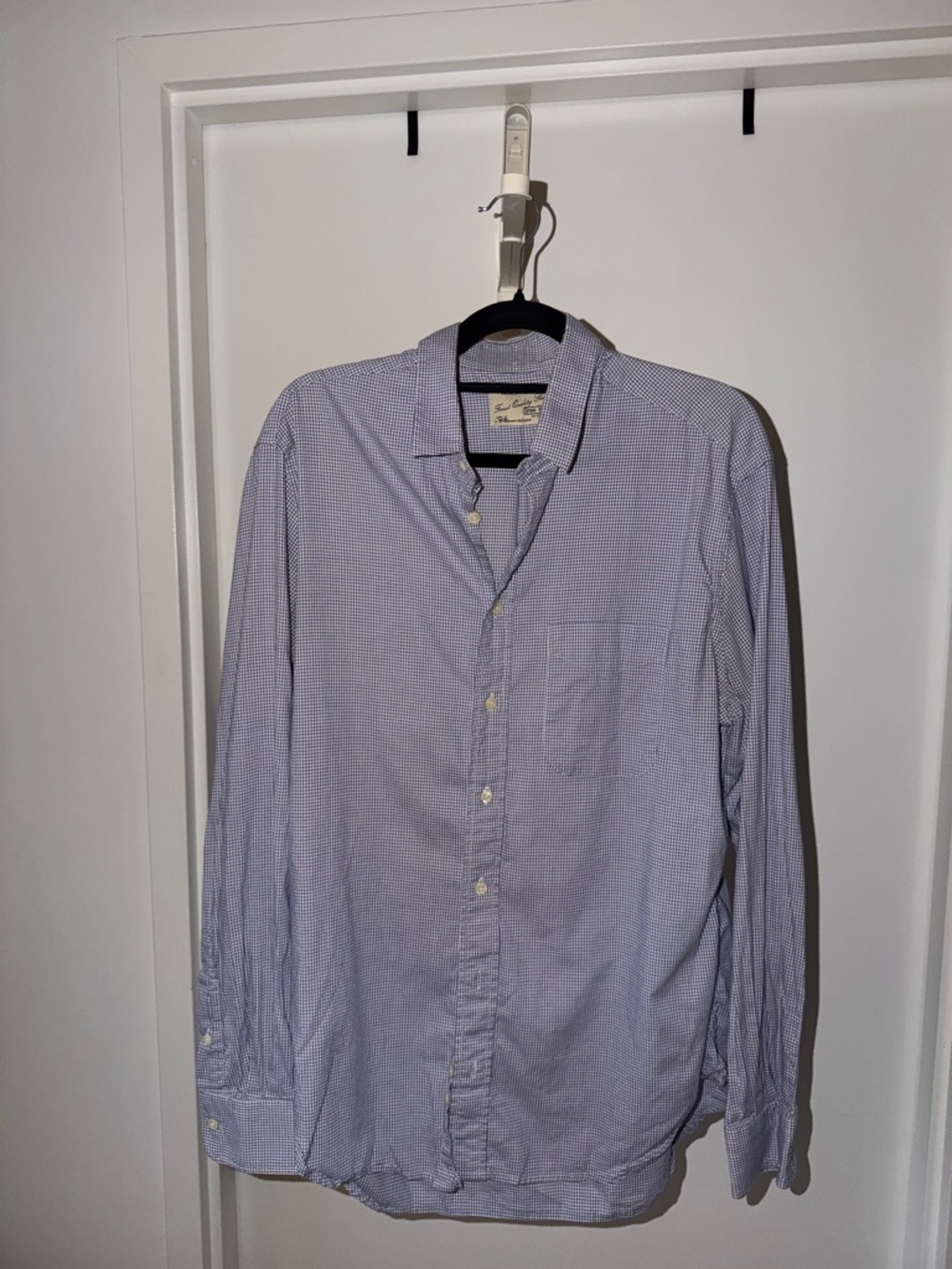 Men's Light Blue Check Button-Down Shirt